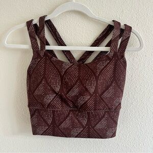 Senitas Athletics strappy back brown patterned sports bra